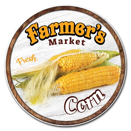 Signmission Farmers Market Corn Circle Corrugated Plastic Sign, C-12-CIR-Corn C-12-CIR-Corn